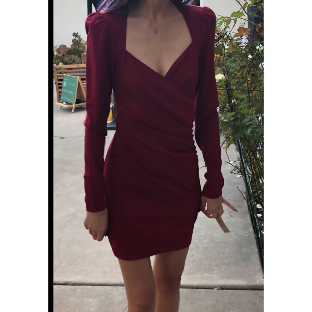 Reformation Burgundy Adam Ruched dress sz XS